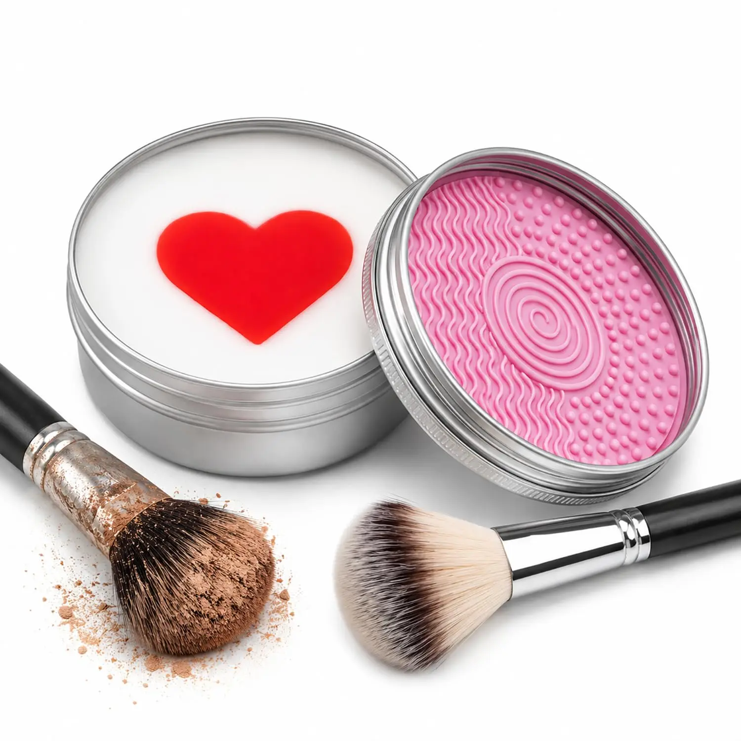 Makeup Brush Cleaner Soap with Silicone Cleaning Pad  portable brush cleaning solid form soap, natural fragrance, powerful cleaning that leaves no residue