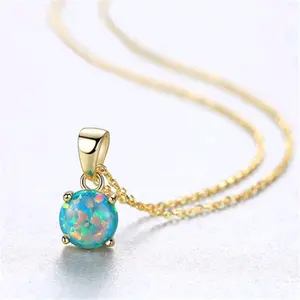 pure 925 silver opal women necklaces 18k gold pLT 16 inch plus 2 inch extra