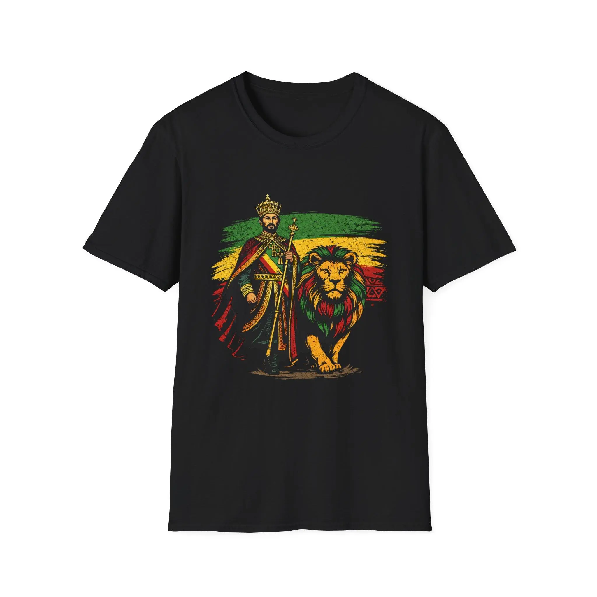 Rastafarian King with Lion T-Shirt | Reggae Rasta Colors Shirt