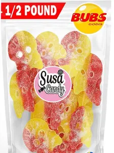 Bubs Giant Sour Skulls Swedish Candy 1/2 lb -Sweet Snack - Vegan
