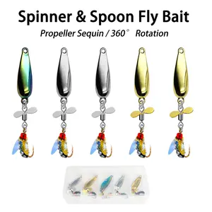 5-Piece Realistic Insect Fishing Lures Set,Spinner Sequins Laser Double Winged Fly Flies Bait for Salmon & Trout, Essential Fly Fishing Accessories