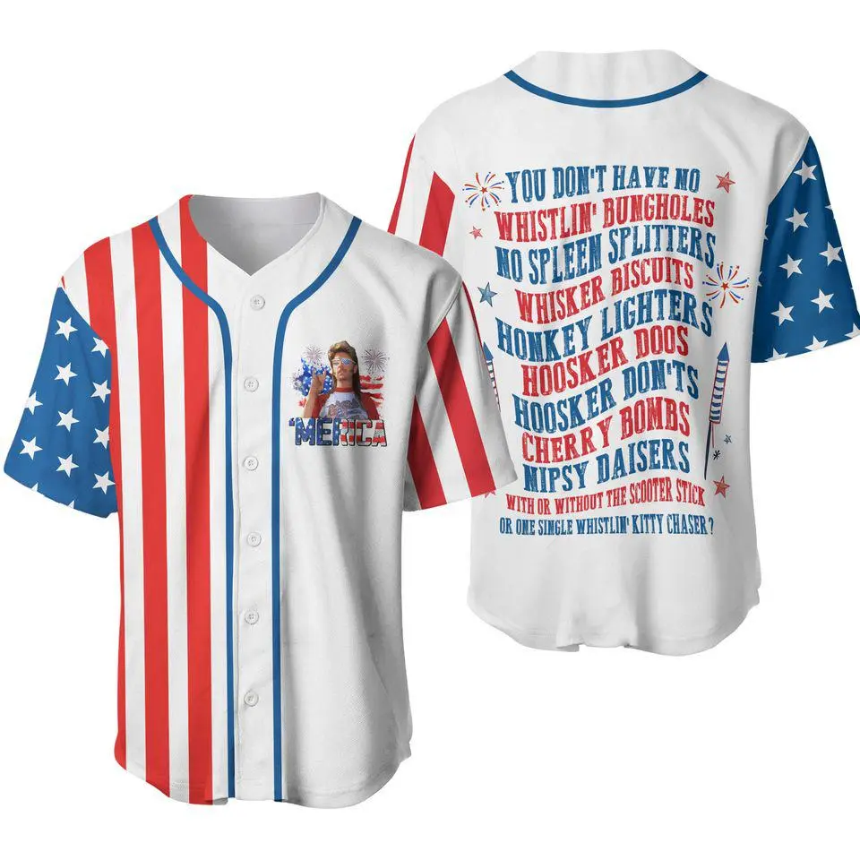 Joe Dirt Merica Baseball Jersey, 4th of July 2026 Patriotic Graphic Fan Apparel