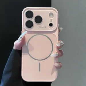 iPhone 17/16/15/14/13 Pro Max Case with Built-in Lens Protector, AG Matte Finish, and Large Viewing Window; Magnetic Charging; iPhone 16 Pro Tempered Glass Screen Protector; iPhone 15 Shock-Resistant Protective girly phone Case