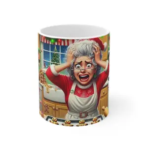 Stressed Mrs. Clause Mug Ceramic Drinkware  Coffee Cup Beverage Tumbler christmas Reusable Washable Reuse Peace pottery mugs