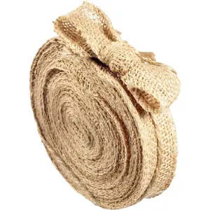 iDIY Natural Burlap Ribbons (1" Wide, 10 Yards)-No Wire, 100% Jute-DIY Art & Craft & Projects, Gift Wrapping, Bows, Indoor Outdoor Rustic Decoration