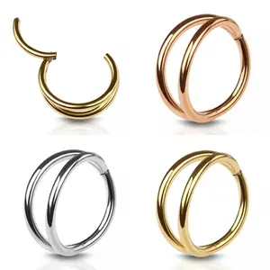 20G/18G/16G Double Hoop • Cartilage Hoop • Nose Ring • Septum Clicker • Daith Ring • Hinged Segment • Helix Earring • Gold • Silver • Rose