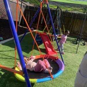 MERSCO 3 In 1 Metal Kids Swing Set With Slide,Saucer Swing ,SWING Seat,Heavy Duty Outdoor A-Frame Metal Swqing Stand For Playground,Holiday bundle packs