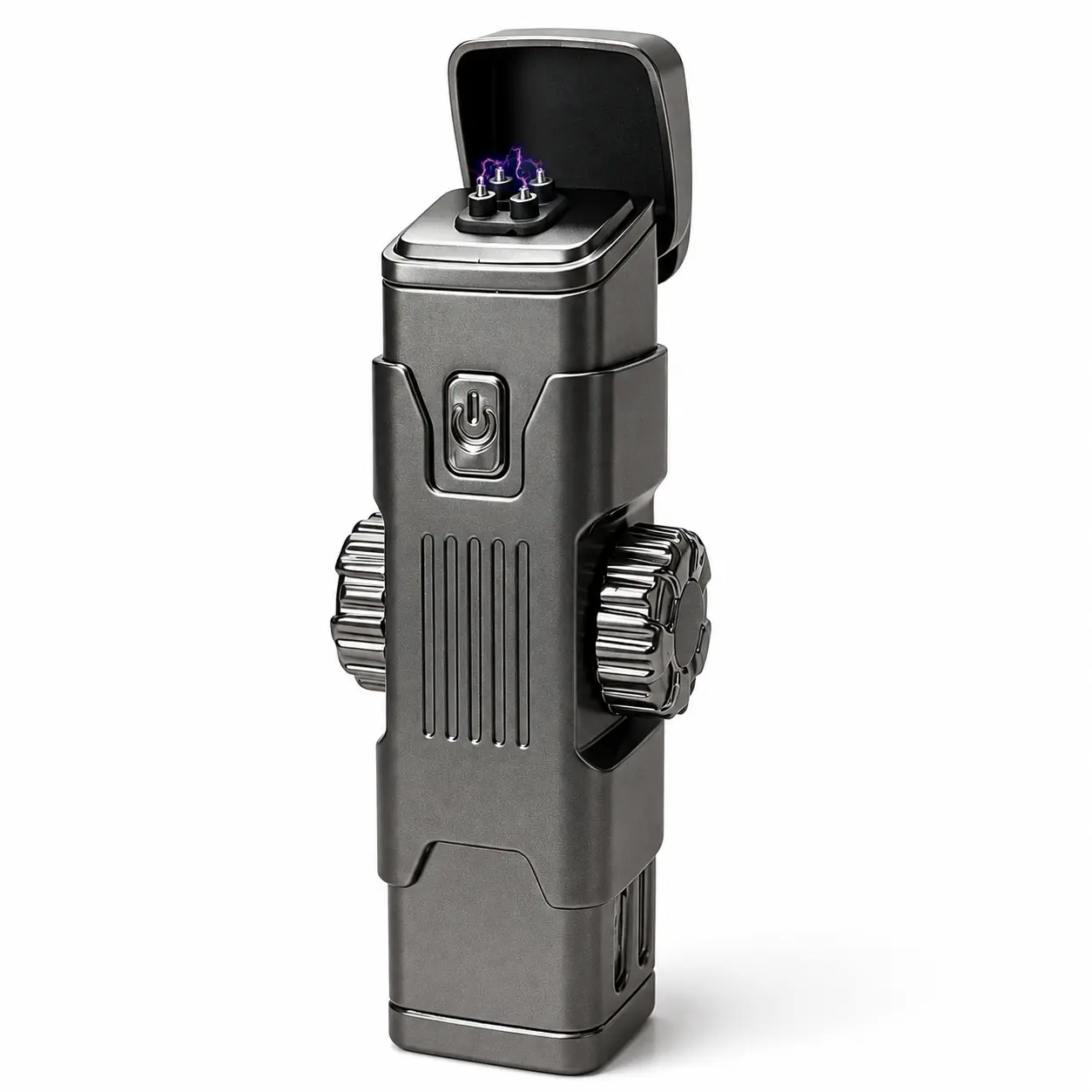 Rechargeable Dual Arc Fidget Lighter with LED Lights, Dual-Sided Spinner Bearings, Windproof USB Electric Pocket Lighter for Men