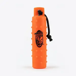 The HuntEmUp 3in Plastic Dog Training Bumper Dummy w/Valve Orange