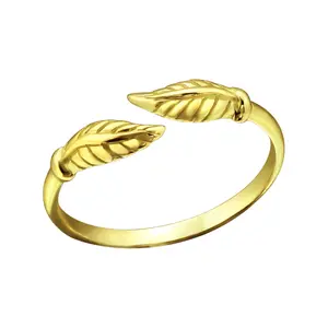 Leaf Toe Ring 925 Sterling Silver Gold Plated