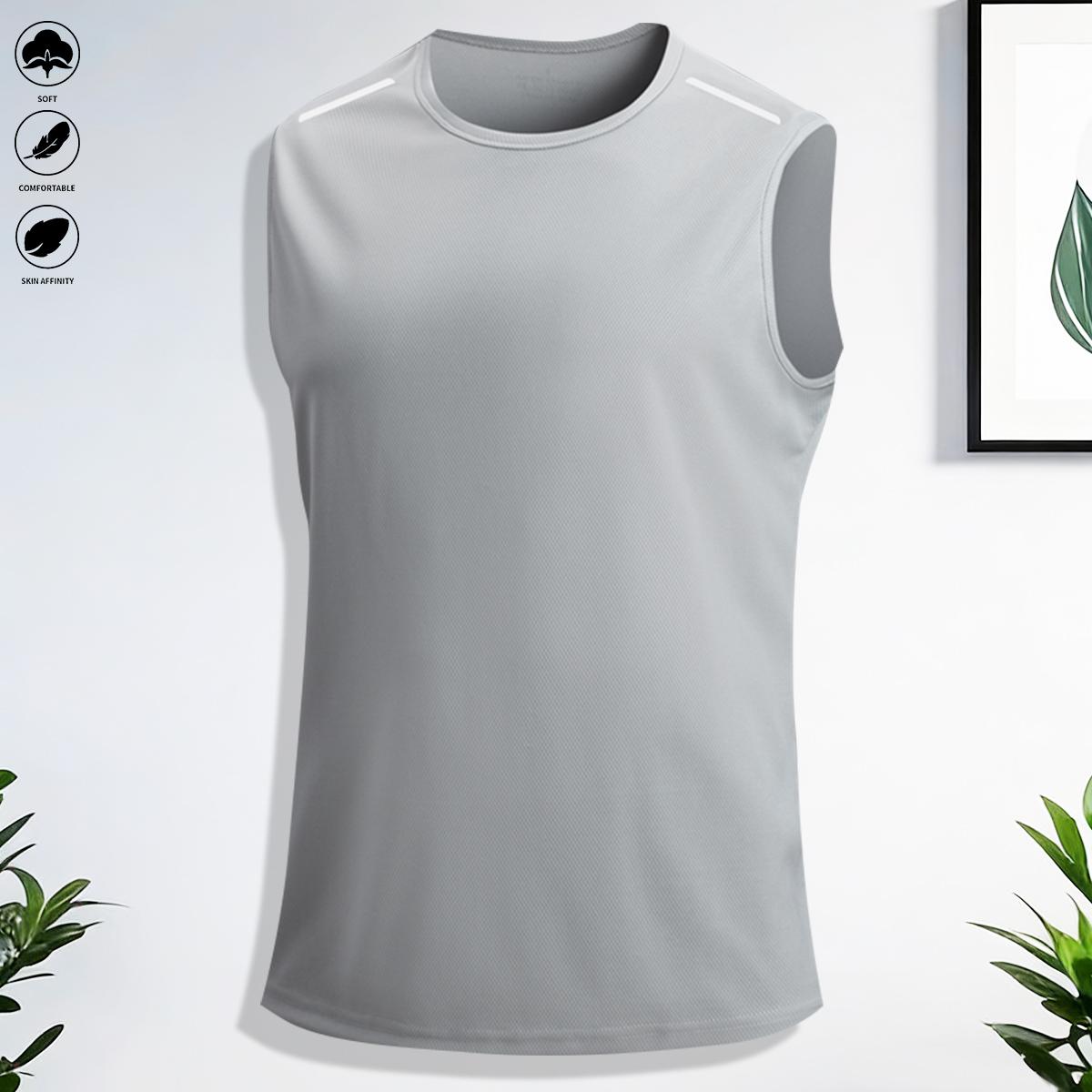 3-pack men’s athletic wear: tank top, sleeveless T-shirt, solid color—suitable for everyday casual outfits and sports/fitness activities like running and outdoor exercise.