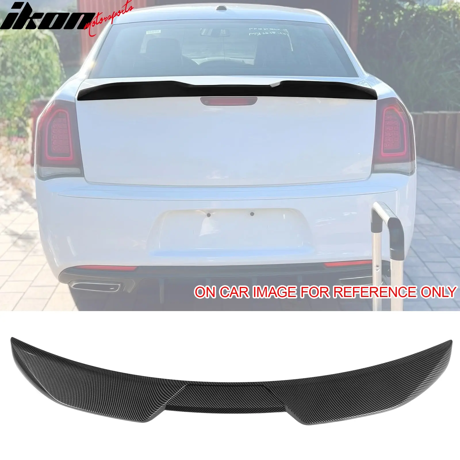 Trunk Spoiler for Chrysler 300 2011-2023 M Style Carbon Fiber Print ABS