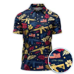 USA Patriotic 250 Pattern Golf Polo Shirt Short Sleeve Golf Print Outdoor