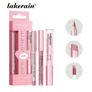 Long-lasting Lip Kit, 3 Counts/set Waterproof and Smudge-proof Lipstick Set, High-pigment Lip Liner & Matte Lip Pencil & Matte Lipstick & & Collagen Lip Gloss, Makeup Glossy Lip Gloss