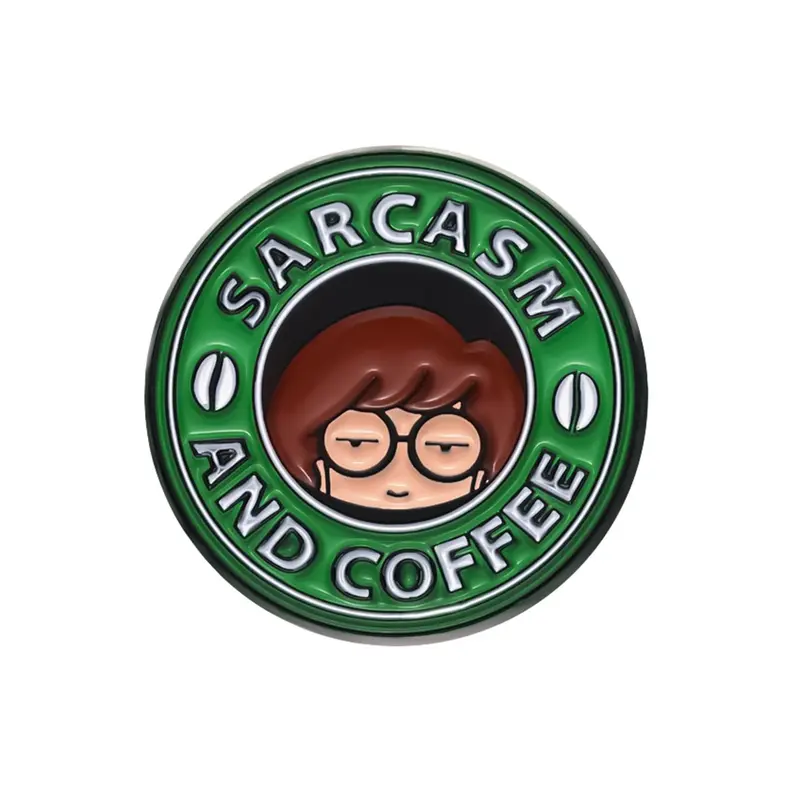 Cute Coffee & Letter Pattern Alloy Pin, Lapel Pins, Brooch Pins, Unisex Fashion Accessories, Daily Clothing Decor For Girl