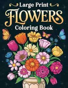 Large Print Flowers Coloring Book: Over 50 Simple, Easy, and Fun Floral Coloring Pages for Adults and Seniors with Large Designs for Stress Relief and Relaxation
