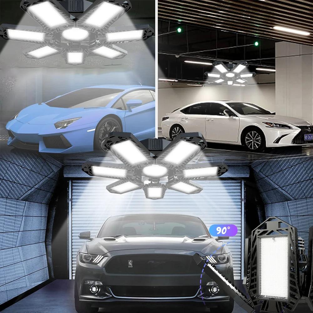 Folding Garage Lighting 120W LED Light E26 E27 Ceiling Lamp UFO Deformable Bulb for Workshop Bright Efficient Illumination