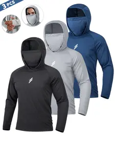 Men's Sun Protection Hoodie Set,FishingHoodiewithMask,Casual Breathable Fishing Jacket,Quick Dry Sportswear with Face Cover, SunProtectionFishingGear,Outdoor Adventure Clothing