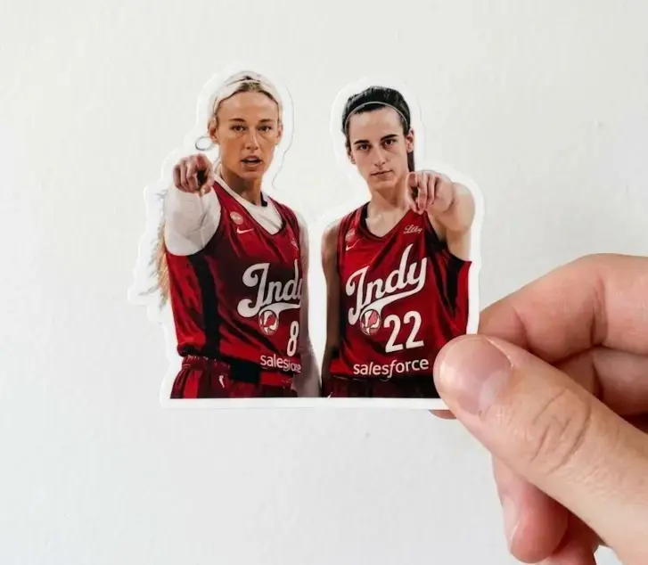 Sophie Cunningham & Caitlin Clark Sticker, Sophie Cunningham Sticker, Funny Meme, Funny Basketball Graphic