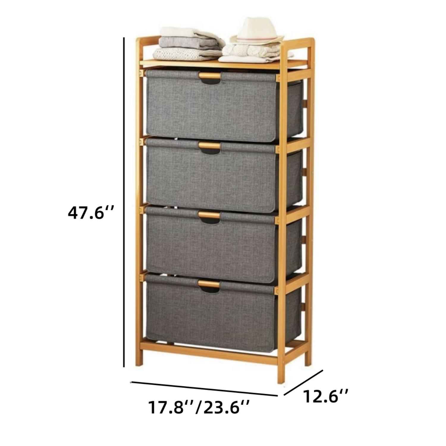 Laundry Basket, Stackable Laundry Basket with Shelves, Vertical Laundry Sorter with Pull-out Removable Bags, Bamboo Laundry Basket for Laundry Room and Bathroom