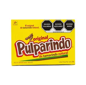 De La Rosa Pulparindo Original Flavored Tamarindo Mexican Candy (20 Count) Sweet Snack Bonbon Fruit, Dulces Mexicanos