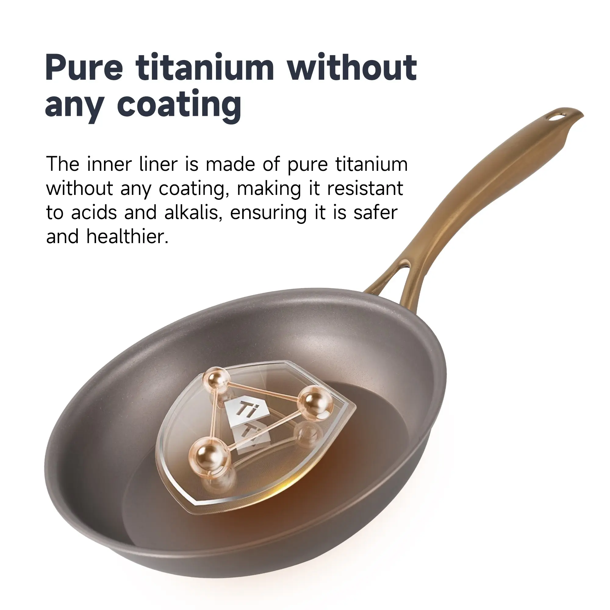 Three-layer titanium fry pan