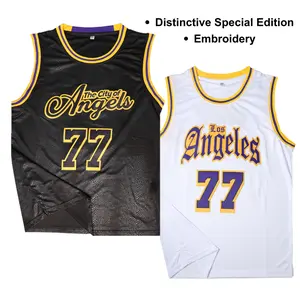 Men's #77 LA City Special Edition Basketball Jersey, Snake Skin Texture, Embroidered Graphics, Sleeveless Sports Uniforms for Casual Wear, summervibes
