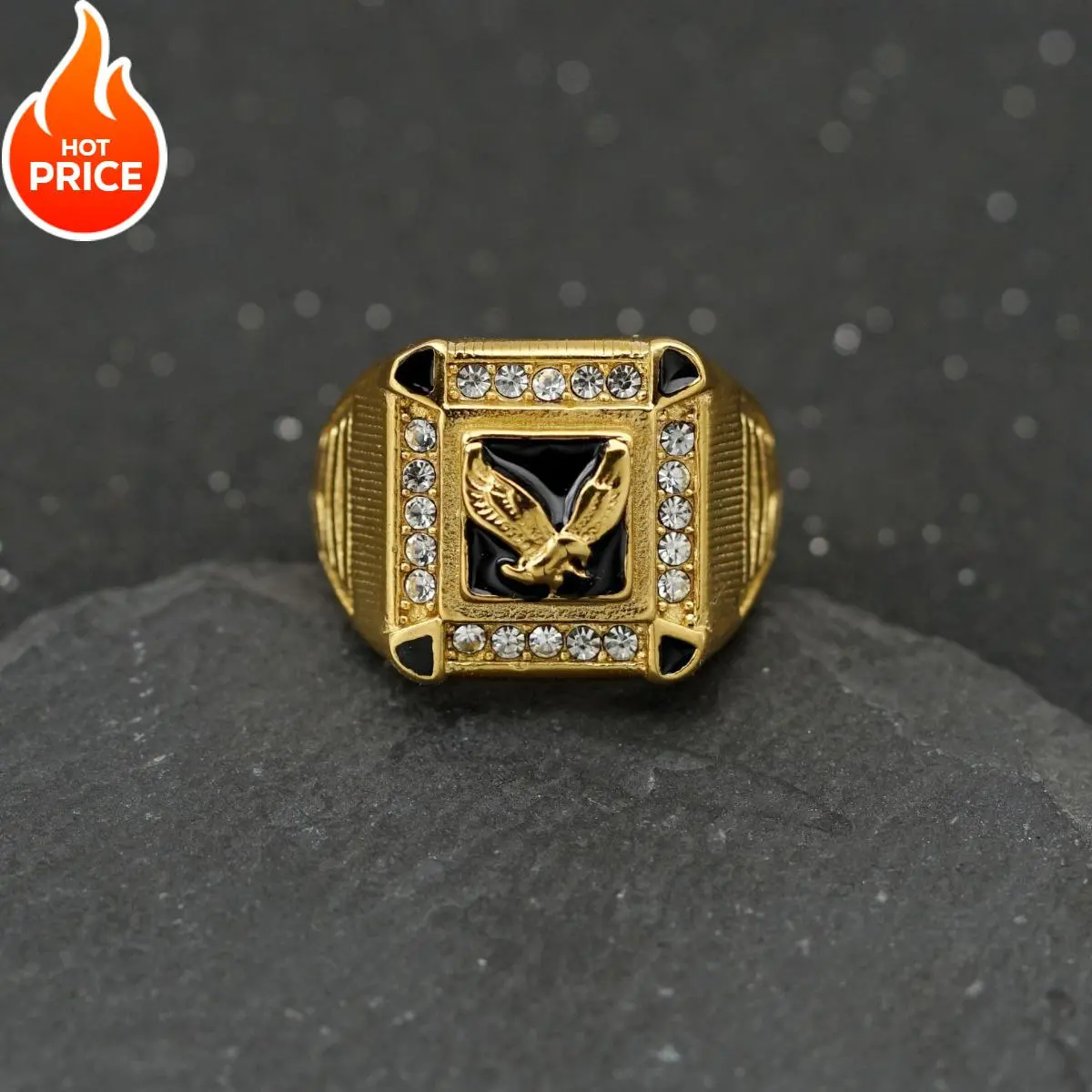 Men's Stainless Steel Ring with American Retro Byzantine Eagle Graphic, Fashionable Jewelry Gift for Him, Gift For Friends, American Retro Rings, Anti-Rust Steel Rings