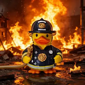 Resin Fire Duck Statue Ornament, Figurine, Resin Animal Sculptures, Decorative Sculpture for Home Decoration, Unique Art Piece, Collectible Figurine for Living Room or Office, Cute Duck Design, Decorative Figurines