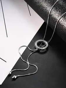 Women's Elegant Rhinestone Decorated Pendant Necklace, Exquisite Trendy Pendant Necklace, High End Necklace, Chic Jewelry As Gift for Girlfriend, Valentine's Day, Gift