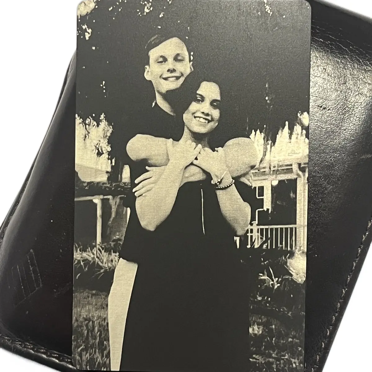 Message your Design Custom Engraving Service: Photo and Message Engraved Black Aluminum Wallet Insert, Custom Picture Keepsake, Personal Photo Laser Engraved Card, Personalized Message for Heartfelt Gift