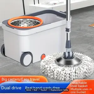 1 Set Thickened And High-quality Rotating Universal Mop, No Hand Washing, Portable Mop 1 Set Including 3 Replacement Heads, , For Commercial Use