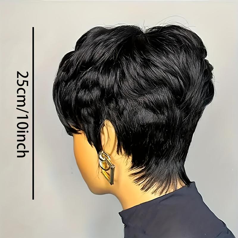 Short Bob Wig Made of in Black for Women, Featuring Bangs And a Layered Style for Everyday Wear