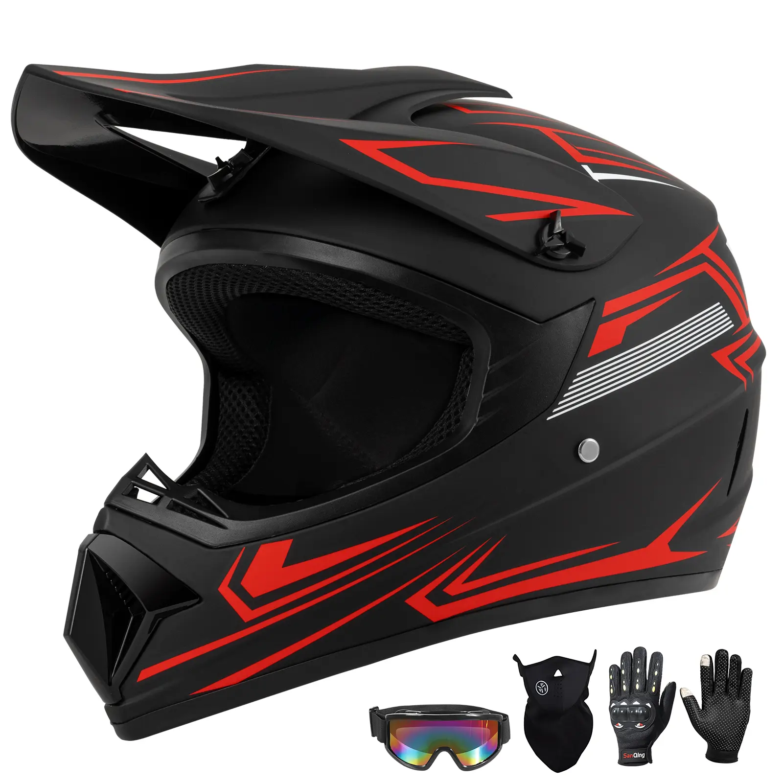 Youth Kids Dirt Bike Helmet DOT Approved Full Face Motocross Helmets Motorcycle Riding Gear included Goggles & Gloves, for ATV UTV Off-Road