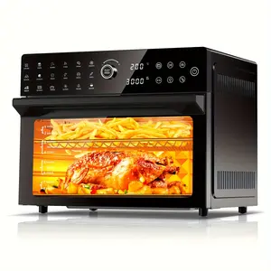 30L/32QT Extra Large Air Fryer, Toaster Oven Air Fryer Combo, 360°Hot Air Circulation for Healthier Food, 1800W Preset Dual Cook, 13"Pizza Cooking, 20-in-1 Double-Rack Oven, 7-Accessory, Transparent Door