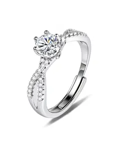 Garland Ball Diamond Ring, Double Row Hollow Six-Prong Inlaid Diamond, One-Carat Zirconia Ring for Women, Light Luxury Versatile High-End Ring