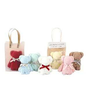 8 Pcs Waffle Bear Face Towels, Portable Cute Washing Cloths, Wedding Gift Ideas, Creative Gift Towels, Reusable Face Towels