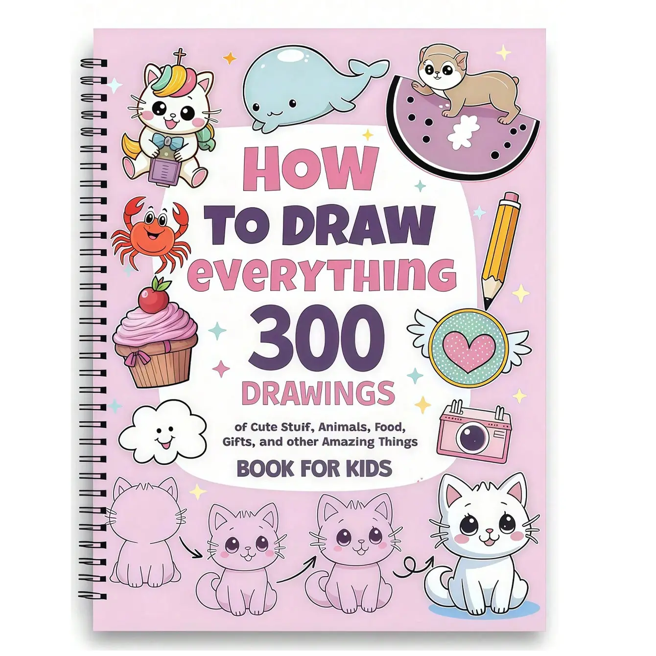 Kids' Drawing Book, Doodle Books, 300+ Easy Steps Guide, Creative Art Activity, Ideal for Beginners & Kids, Great Educational Toy