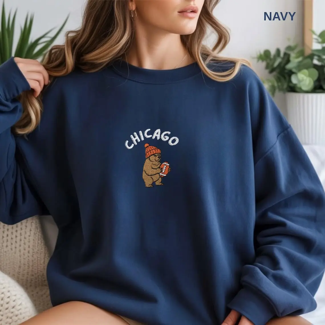 Chicago Football Sweatshirt, Game Day Bear Crewneck, Football Fan Sports Gift, Unisex Sweater For Men, Women