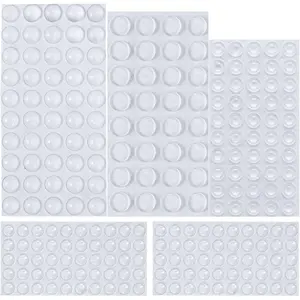 Rubber Feet Adhesive Bumper Pads Self Stick Furniture Buffer Pads for Doors, Cabinets, Drawers (Clear)