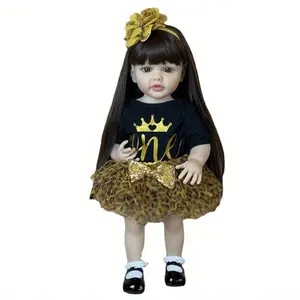 BZDOLL Lifelike 55cm Full Body Soft Reborn Baby Girl Doll 22inch Princess Toddler Art Bebe Birthday Gifts for Children Soft Silicone Reborn Doll with Washable Feel