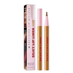 LUKCY711 Natural Dark Brown Lip Liner Pencil, Makeup Lip Liner with Comfortable Brush Head and Safe Ingredients, 2-in-1 for Lipstick and Lip Lining(0 DARK BROWN)