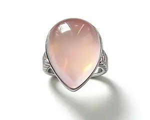 Natural Powdered Crystal S925 Adjustable Size Silver Ring