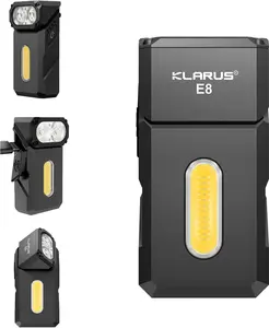 klarus E8 180° Swivel Head & Triple-Light Pocket Flashlight - 1000 Lumens, Rechargeable, IPX6 Waterproof, Magnet, Clip (EDC) reliable emergency led light