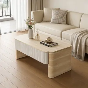 Lift Top Coffee Table Living Room Center Table Modern Extendable Wooden Desk with Hidden Storage, Beige+yellow