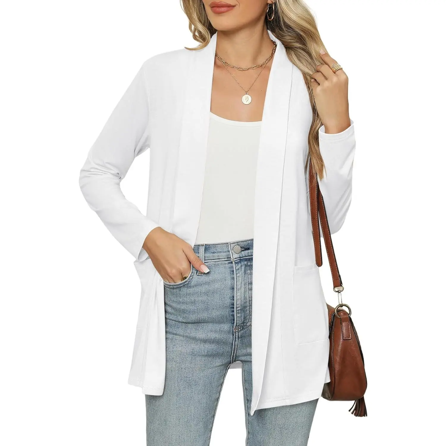Long Sleeve Lightweight Thin 2025 Summer Cardigan for Women Casual Loose Fit Kimono Cover Up with Pockets