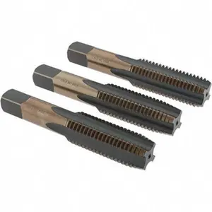 Precise 3-Piece High Speed Steel UNC Tap Set - 7/8-9 Size, 4 Flute, Bottoming & Taper Plug, Gold & Oxide Finish, 4-11/16" OAL, BDNA-20694