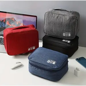 Waterproof Compact Digital Organizer - Multi-Pocket Travel Tech Pouch for Cables Chargers Phones Headphones - Durable Protective Build & Tiered Design - Ideal for Travelers & Remote Workers