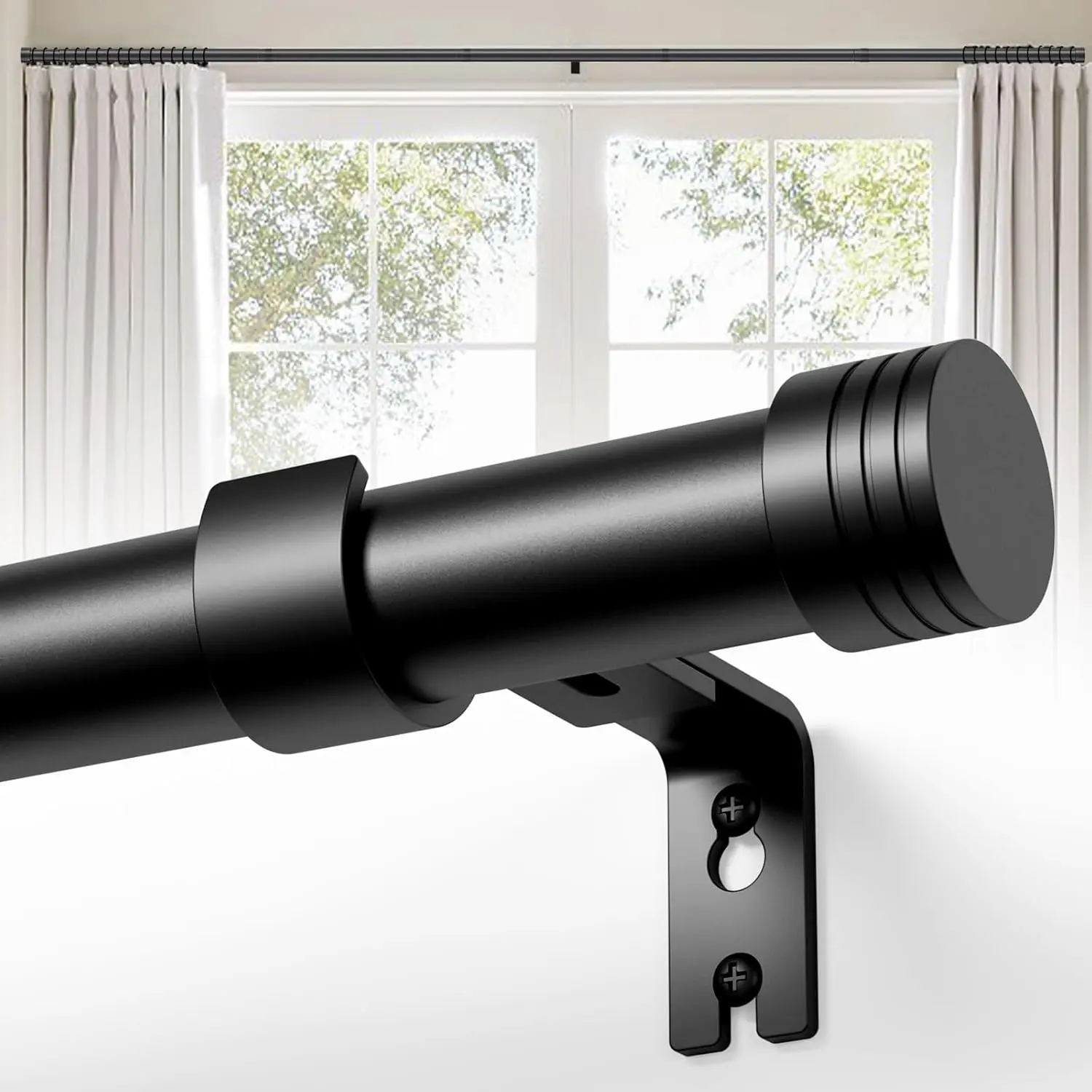 Adjustable Heavy Duty Curtain Rod 32–144 Inch, Extra Long Window Treatment Rods, Easy Install Modern Window Rod for Home Use summerwins