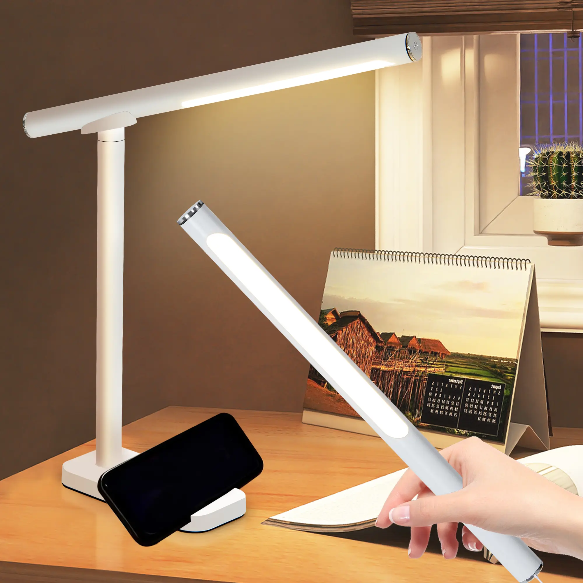 LED Desk Lamp 360°Adjustable, USB Charging Port, 5 Light Modes & Dimmable Brightness, Bedside Lamp for Reading, Craft, Work, Study
